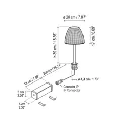 Atticus Outdoor LED Table Lamp -City Lights Store bover atticus outdoor led table lamp line drawing ffab6ecc 0cde 4a34 85e0 c27729a13dac