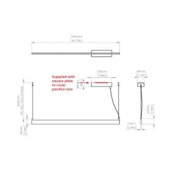 Fly LED Linear Pendant Light -City Lights Store contardi fly led linear pendant light line drawing 02 7389bb75 1f0d 4feb b09d 0e6bbdf47b6d