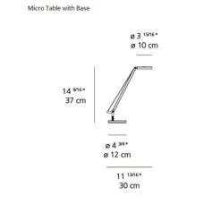 Demetra Micro LED Table Lamp By Artemide - OVERSTOCK -City Lights Store demetra led table lamp line drawing 06