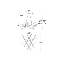 Parallax 731 LED Chandelier -City Lights Store dweled parallax 731 led chandelier line drawing 02 bc5e6d0d 0222 473b a075 aa3c81c284e6
