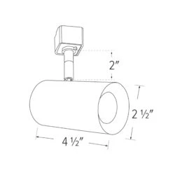 2″ Koto Sylo™ Track Head -City Lights Store elco lighting 2 koto sylo track head line drawing