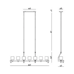 Decato Linear Pendant Light -City Lights Store eurofase decato linear pendant light line drawing 02