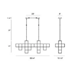 Ferro LED Linear Pendant Light -City Lights Store eurofase ferro led linear pendant light line drawing 02