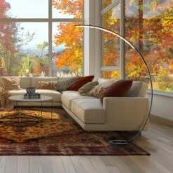 Glissade LED Arc Floor Lamp -City Lights Store hubbardton forge glissade led arc floor lamp lifestyle 02 58e42ed3 374d 450e aa4d a5c14d0c49d9