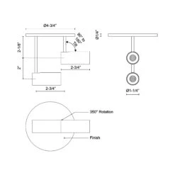 Downey LED Semi Flush Ceiling Light -City Lights Store kuzco downey led semi flush ceiling light line drawing 06 nh