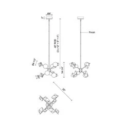 Geode LED Chandelier 14 Geode LED Chandelier -City Lights Store kuzco geode led chandelier line drawing 01 nh