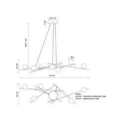 Amara LED Chandelier -City Lights Store kuzco lighting amara led chandelier line drawing 02 6a5ab0da f529 4079 9f2a b99621968e11