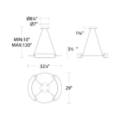 Ilios LED Chandelier -City Lights Store modern forms ilios led chandelier line drawing 01