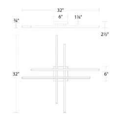 Parallax LED Flush Mount Ceiling Light -City Lights Store parallax led flush mount ceiling light line drawing 01