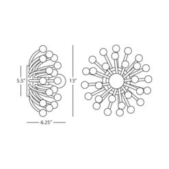 Anemone Flush Mount Ceiling Light -City Lights Store robert abbey anemone flush mount ceiling light line drawing 01