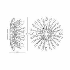 Anemone Flush Mount Ceiling Light -City Lights Store robert abbey anemone flush mount ceiling light line drawing 02