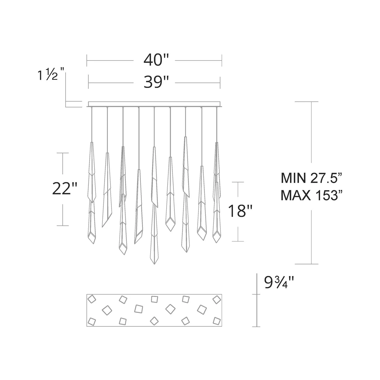 Solitude Linear LED Multi Pendant Light 8 Solitude Linear LED Multi Pendant Light - Image 6
