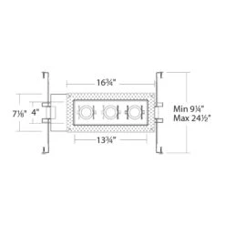 Silo Multiples 3 Light LED Recessed Trim 16 Silo Multiples 3 Light LED Recessed Trim -City Lights Store silo multiples 3 light recessed trim line drawing 02