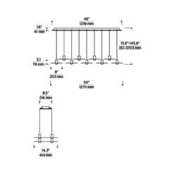 Eaves LED Chandelier 24 Eaves LED Chandelier -City Lights Store tech lighting eaves led chandelier line drawing 01
