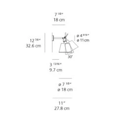 Artemide Tolomeo Shaded Wall Light -City Lights Store tolomeo wall light with parch shade line drawing 02