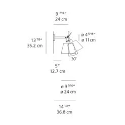 Artemide Tolomeo Shaded Wall Light -City Lights Store tolomeo wall light with parch shade line drawing