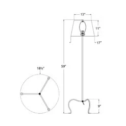 Albert Petite Tri-Leg Floor Lamp -City Lights Store visual comfort albert petite tri leg floor lamp line drawing 02