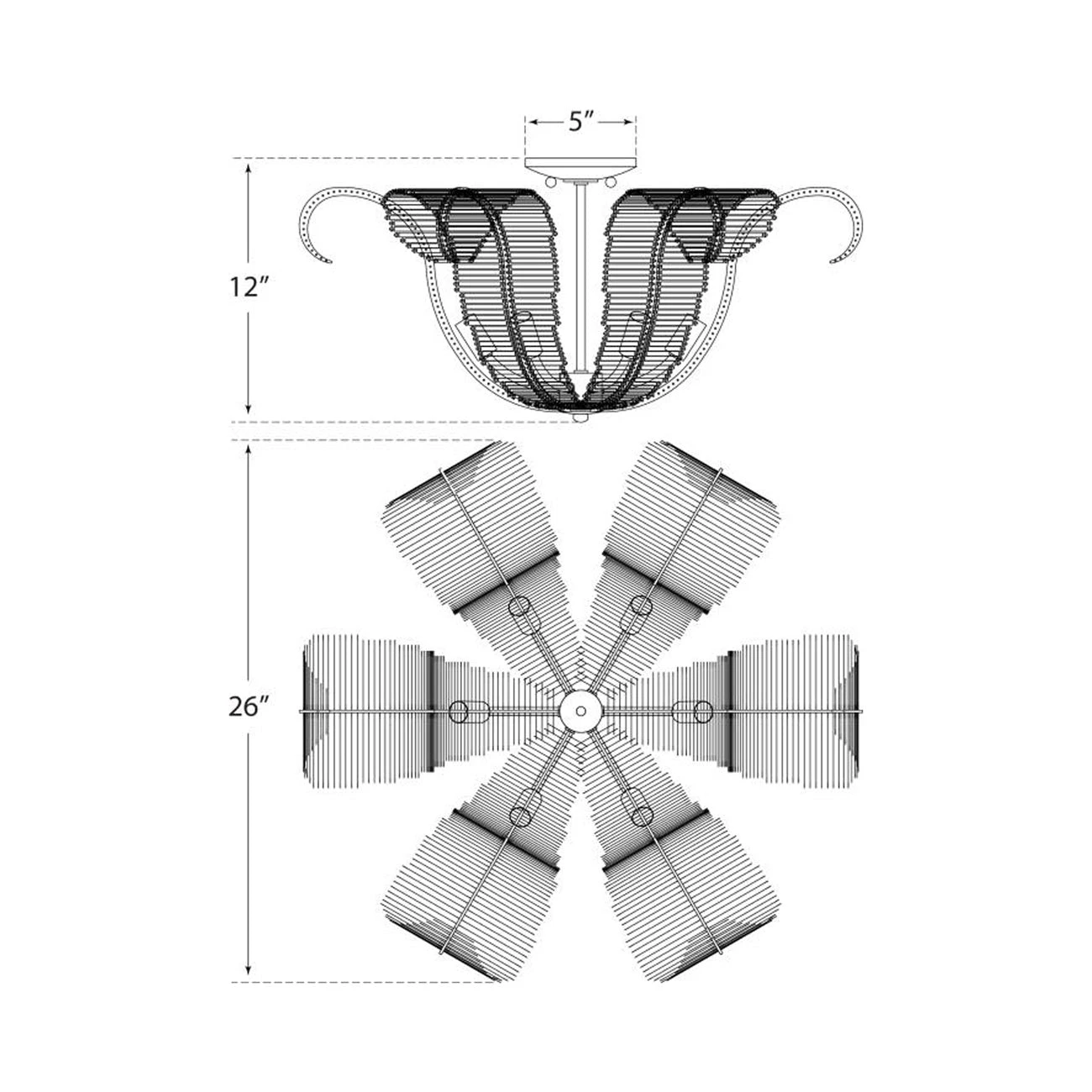 Calais Semi Flush Ceiling Light 6 Calais Semi Flush Ceiling Light - Image 4