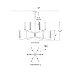 Casoria Two-Tier Chandelier -City Lights Store visual comfort casoria two tier led chandelier line drawing 02