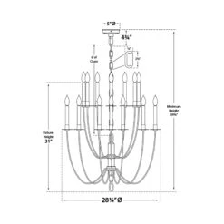 Erika Chandelier -City Lights Store visual comfort erika chandelier line drawing 01
