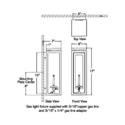 Fresno 3/4 Outdoor Gas Wall Light -City Lights Store visual comfort fresno 3 4 outdoor gas wall light line drawing 01