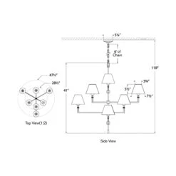 Jane Chandelier -City Lights Store visual comfort jane chandelier line drawing