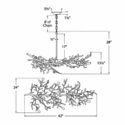 Mandeville Linear Chandelier -City Lights Store visual comfort mandeville linear chandelier line drawing