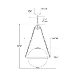 Modern Globe Pendant Light -City Lights Store visual comfort modern globe pendant light line drawing