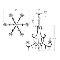 Montmartre Chandelier -City Lights Store visual comfort montmartre chandelier line drawing 01