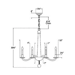 Robinson Chandelier 14 Robinson Chandelier -City Lights Store visual comfort robinson chandelier line drawing 01