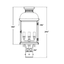 Suffork Outdoor Post Light -City Lights Store visual comfort suffork outdoor post light line drawing