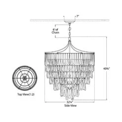 Vacarro Chandelier 29 Vacarro Chandelier -City Lights Store visual comfort vacarro led chandelier line drawing 02