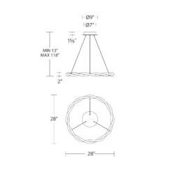 Escapade LED Pendant Light By WAC Lighting - DISPLAY MODEL -City Lights Store wac lighting escapade led pendant light line drawing