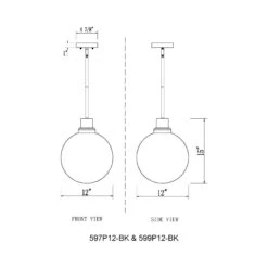 Z-LIte Laurent Outdoor Pendant Light -City Lights Store z lite laurent outdoor pendant light line drawing 02 4c0a8825 29c5 49dd b6ce a675d0171dd0
